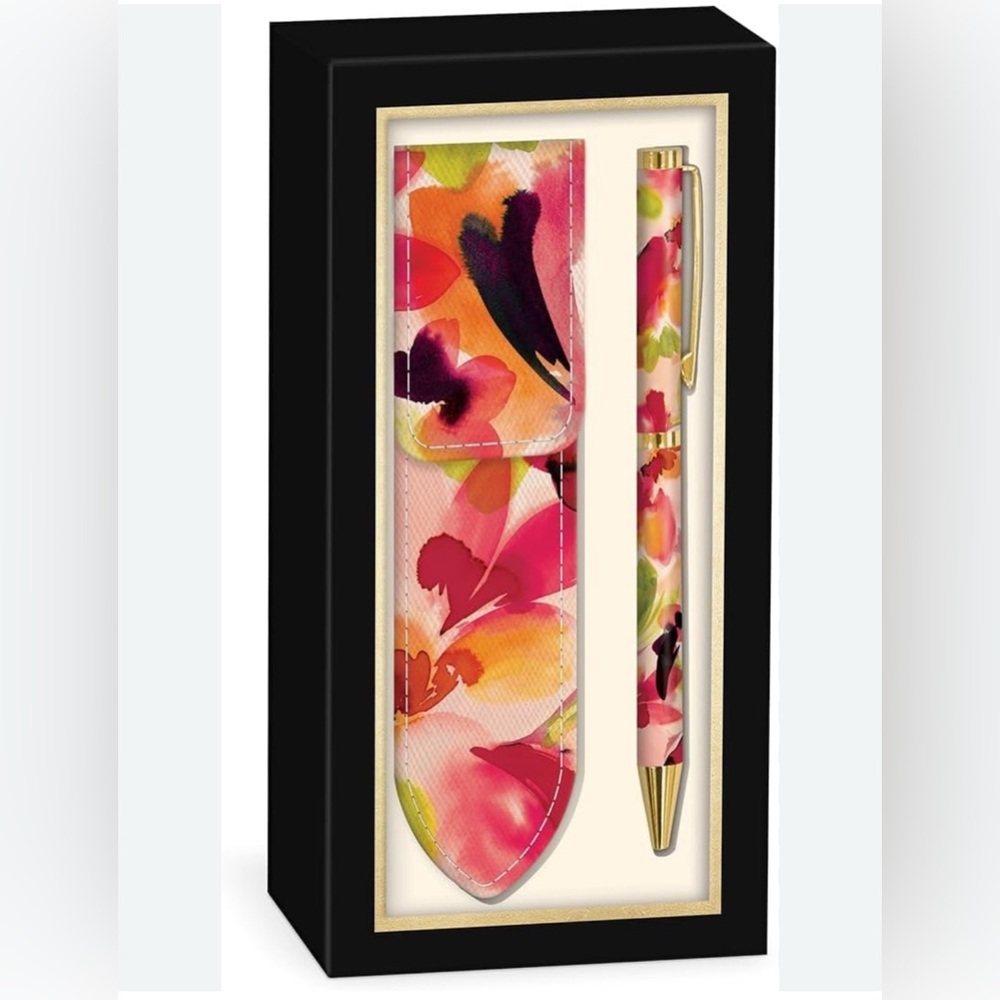 Lady Jayne Hazy Florals Coral Boxed Pen and Pouch Floral Art Pen Set